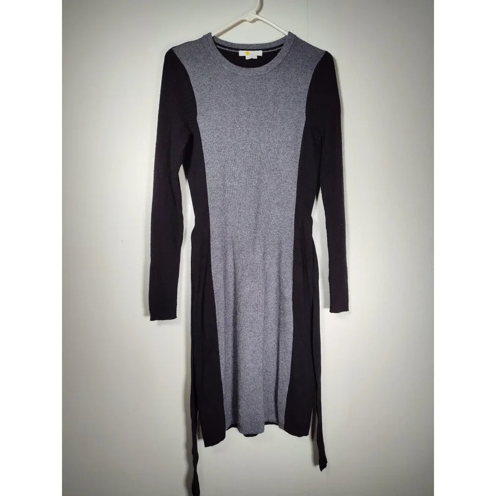 Boden Rosa black gray colorblock‎ wool blend long sleeve sweater dress 10